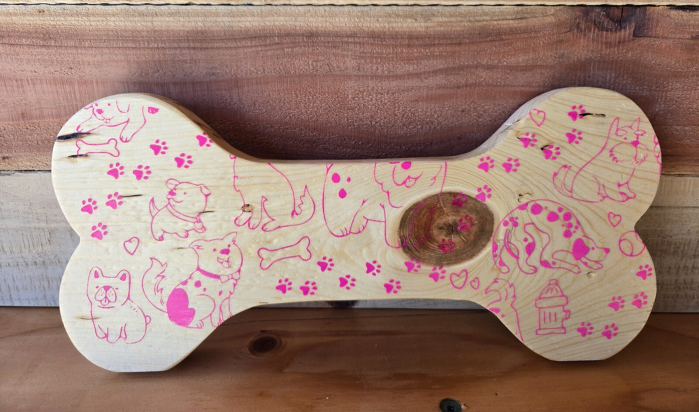 Dog Bone Decor, Custom Handmade Solid Wood, Pink Chalk Paint Design, New